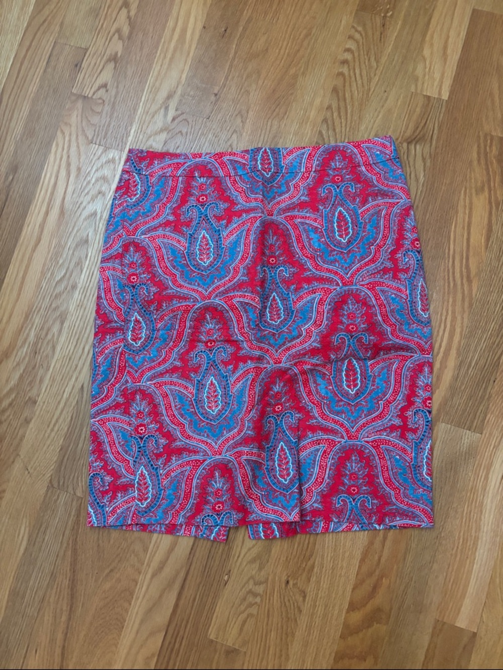 J. Crew White and Navy Ornate Pencil Skirt